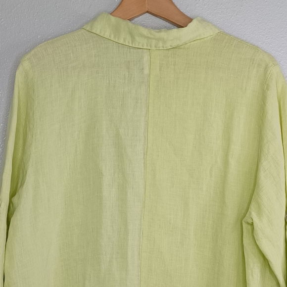 Match Point 100% Linen Artsy Lagenlook Lime Tunic Top - Picture 6 of 16
